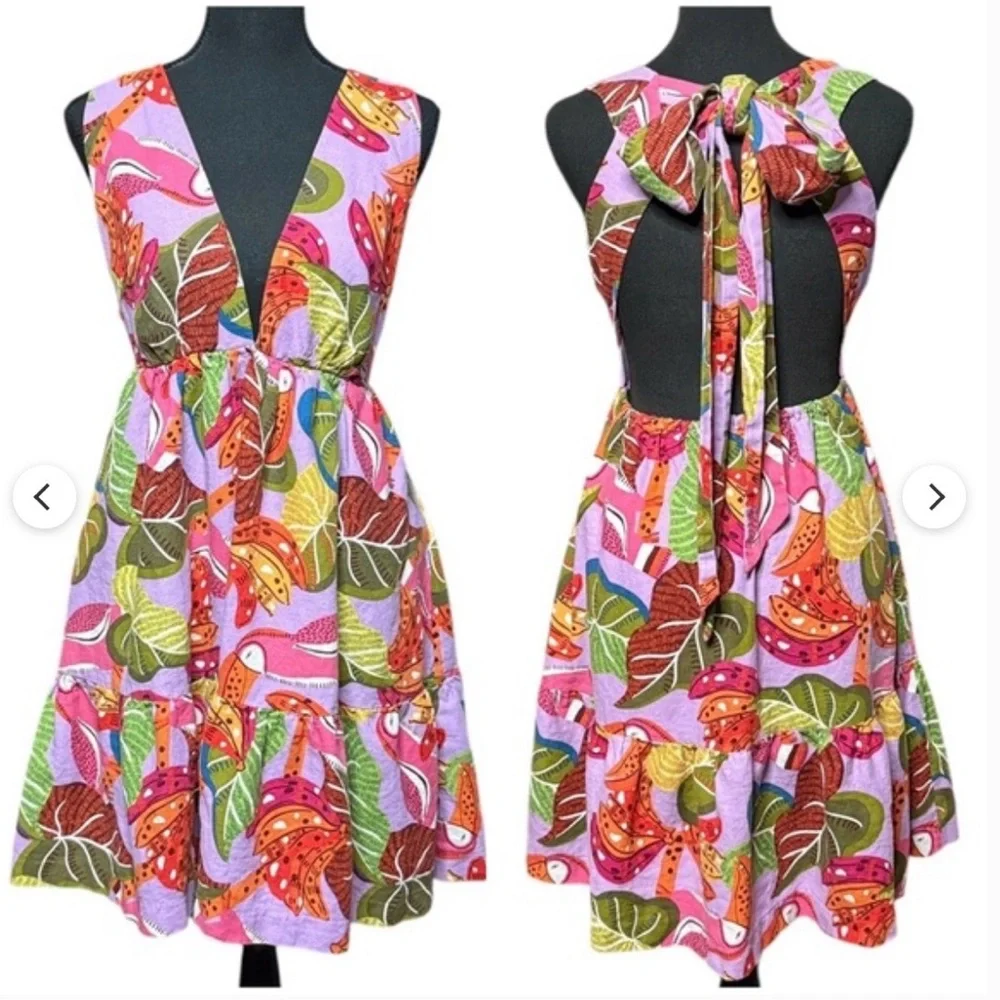 House of Harlow 1980 Pink Tropical Print Toucan Dress - Picture 1 of 5